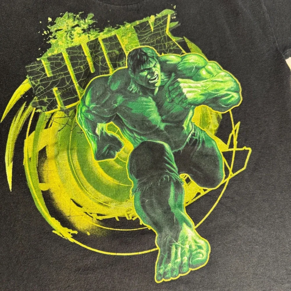 Incredible Hulk Y2K 2008 Cotton T-Shirt Kids Graphic Tee Size 7‎ Marvel Style